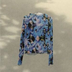 Topshop Multicolor Abstract Long Sleeve Top